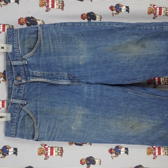 Vintage 70s Sears Jeans Joint med wash distressed high waisted bellbottom 34 med - Picture 3 of 7